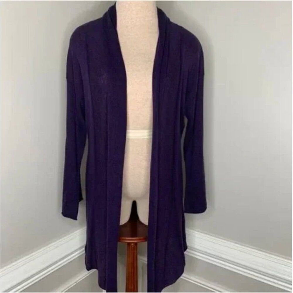 Uniqlo Purple Linen Blend Open Front Draped Cardigan Size Small